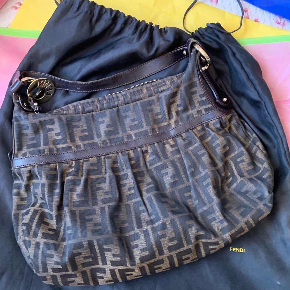 Fendi Vintage Chef Hobo Zucca Canvas Large